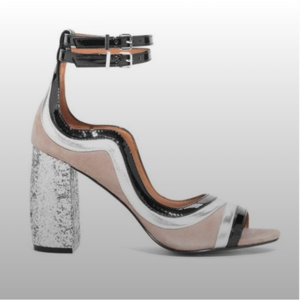 & Other Stories Glitter Heel Patent Suede Sandal